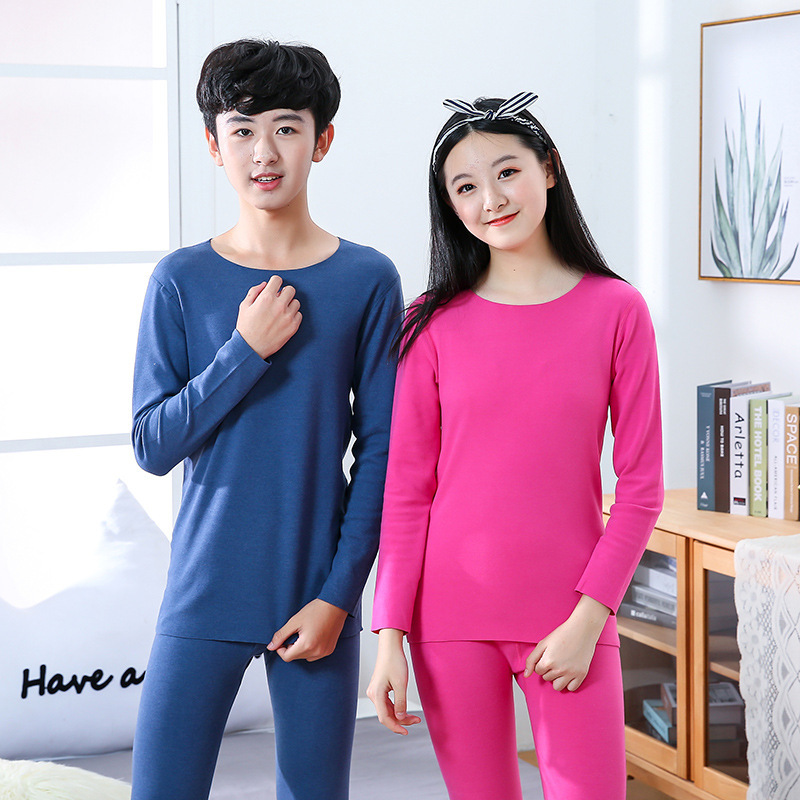 中大童无痕德绒内衣套装青少年秋衣秋裤新款初中生学生冬保暖睡衣