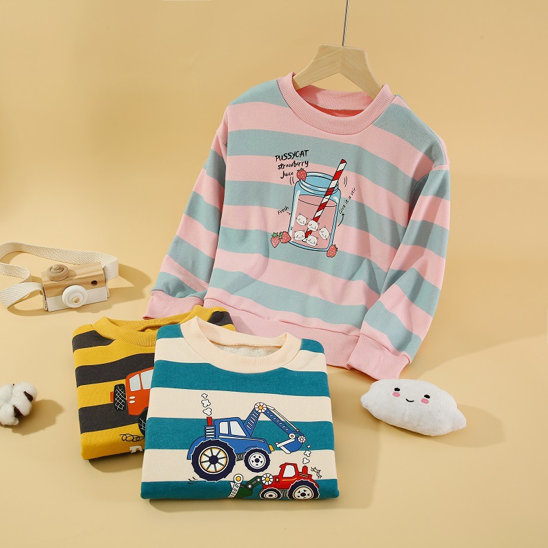 儿童春秋外穿时尚套头卫衣男童帅气条纹打底衫内穿女宝宝休闲外套