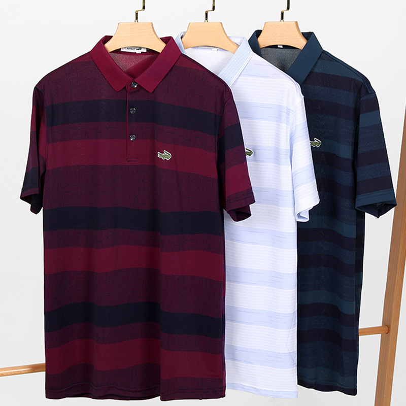 卡帝乐鳄鱼短袖男春夏中老年T恤父亲舒适男士棉质爸爸POLO衫批发