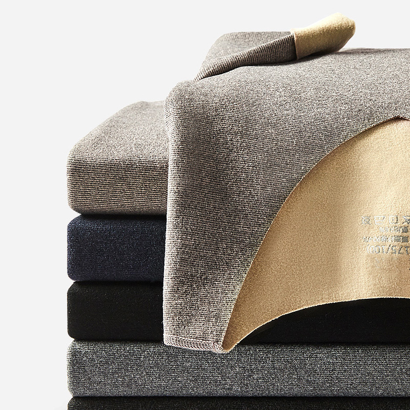 加绒AB双面磨毛男士V领无痕保暖内衣套装发热纤维秋衣秋裤批发