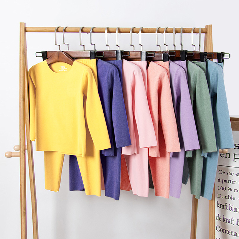 宸筱儿童保暖内衣套装女德绒双面磨毛发热纤维无痕男童秋衣裤批发