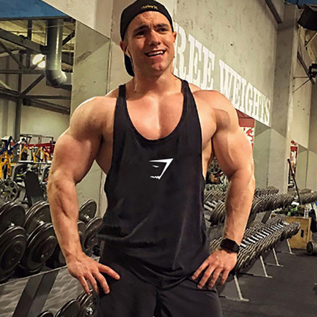 简约欧美潮流健身圆领背心休闲运动肌肉工字宽松背心可定制logo