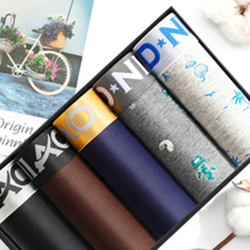 健丹鸟男士内裤纯棉质个性潮青少年新款四角裤舒适透气男平角裤