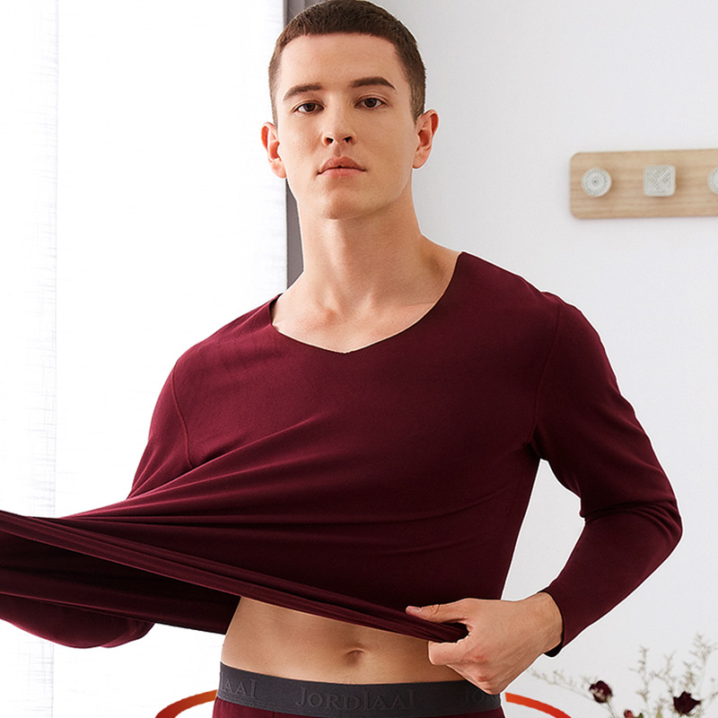 乔点恒温保暖内衣套装女士无痕秋衣秋裤薄款男加厚打底棉毛衫秋冬