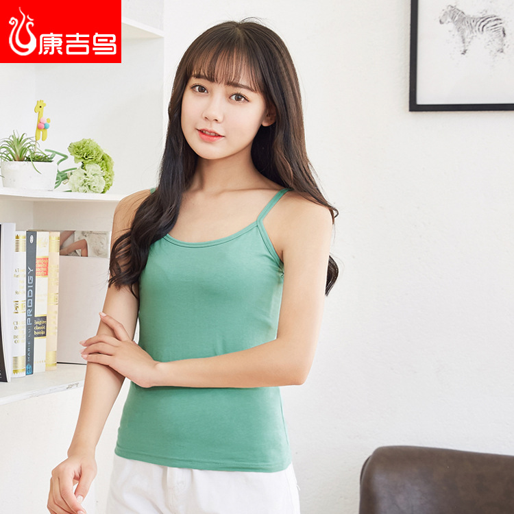 2021夏季新款 纯棉女士打底小背心 莱卡棉内搭黑色吊带背心女批发