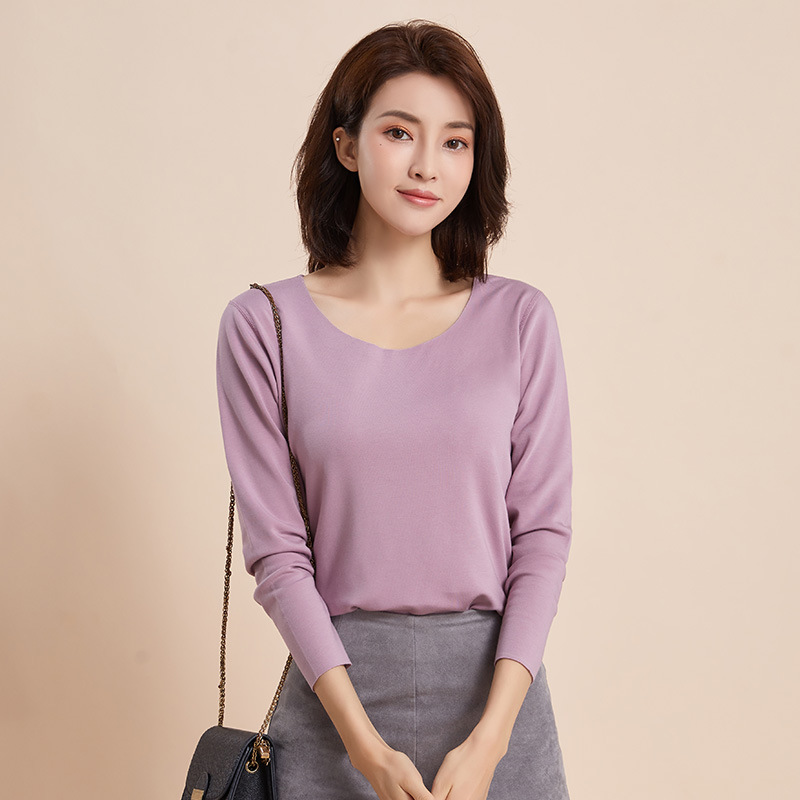 厂家直供 德绒冬季保暖内衣女薄款修身打底衫 加肥加大女神衣批发