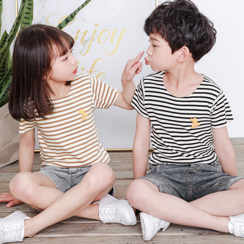 儿童款 日系男女童款条纹t恤打底衫2020春夏休闲童B类休闲儿童T恤