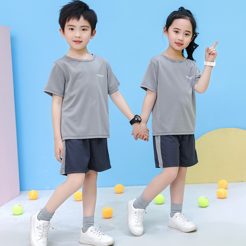 男童T恤套装夏季新款女童短袖运动装儿童网眼速干球衣两件套潮款