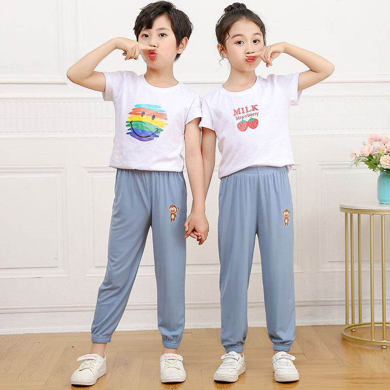 儿童防蚊裤男童冰丝灯笼裤薄款女童夏季中大童宽松休闲长裤批发