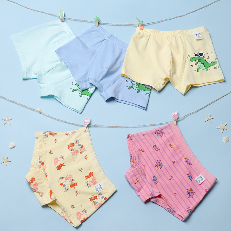 4条装儿童纯棉内裤男童平角裤宝宝女孩小童中大童四角裤厂家直销