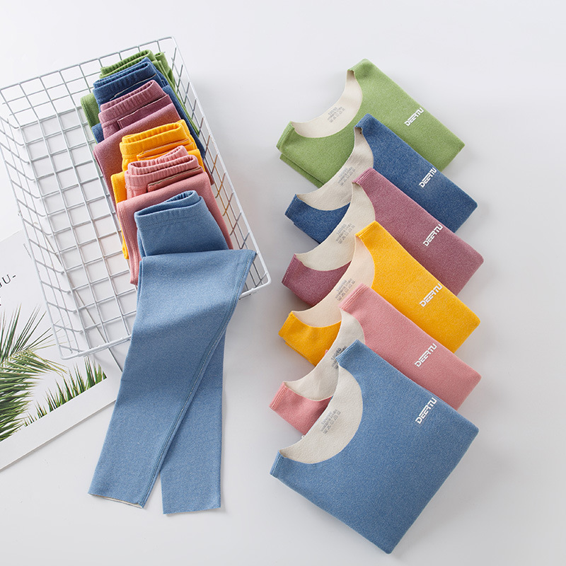 儿童保暖内衣套装AB双面德绒上衣裤子男童女童睡衣居家服