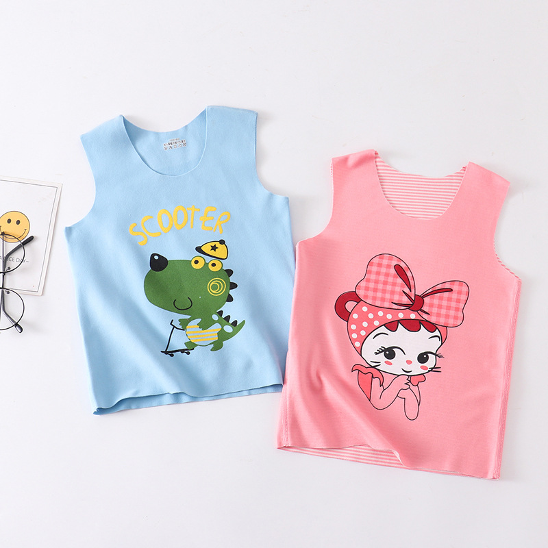 春夏小童打底背心儿童卡通工字型圆领套头保暖背心